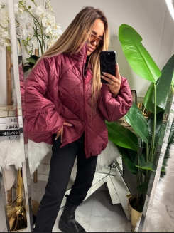 Damska kurtka puchowa oversize typu puffer w kolorze bordowym